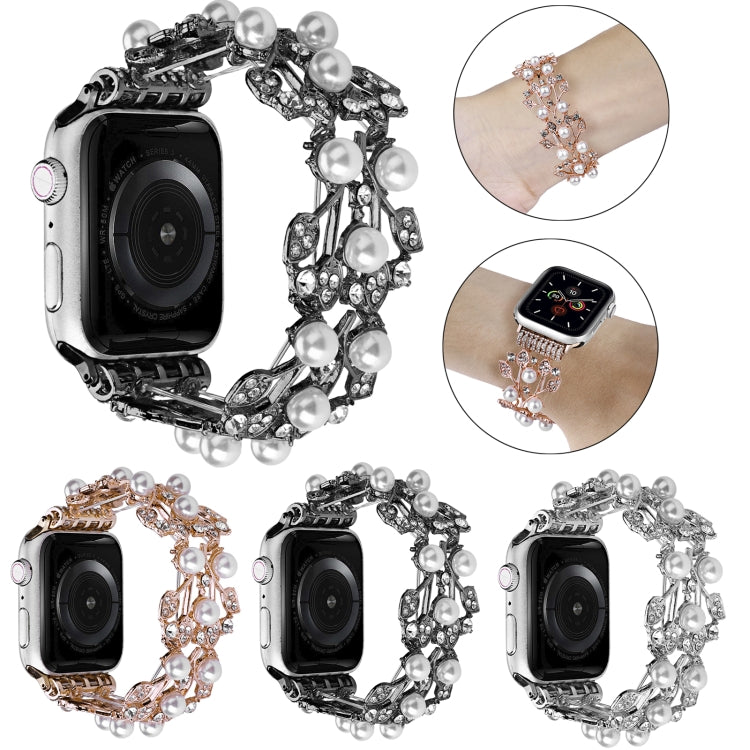 Four-leaf Bead Metal Watch Band, For Apple Watch 8 41mm, For Apple Watch 8 45mm, For Apple Watch SE 2022 40mm, For Apple Watch SE 2022 44mm, For Apple Watch 7 41mm, For Apple Watch 7 45mm, For Apple Watch SE 40mm, For Apple Watch SE 44mm